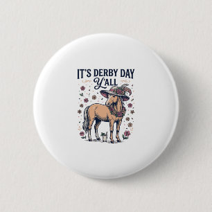 Badge Rond 5 Cm Chapeau Floral de Cheval de Derby Day Y’all