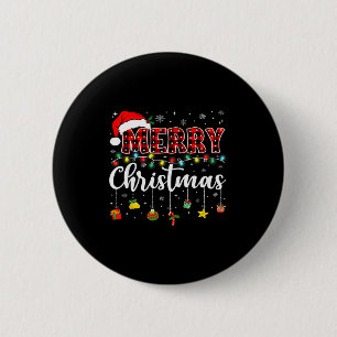 Badge Rond 5 Cm Chapeau rouge de Père Noël Noël assorti de rennes