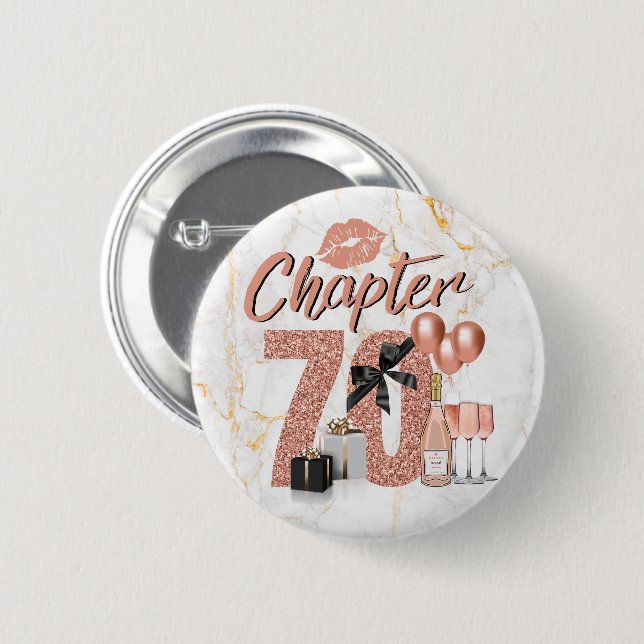 Badge Rond 5 Cm Chapitre 70 Rose Gold 70e fête d'anniversaire (Devant & derrière)