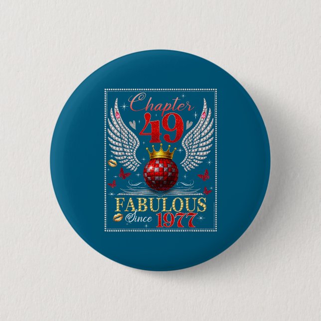 Badge Rond 5 Cm Chapter 49 Fabulous Est. 1977 Disco Ball 49th Birt (Devant)