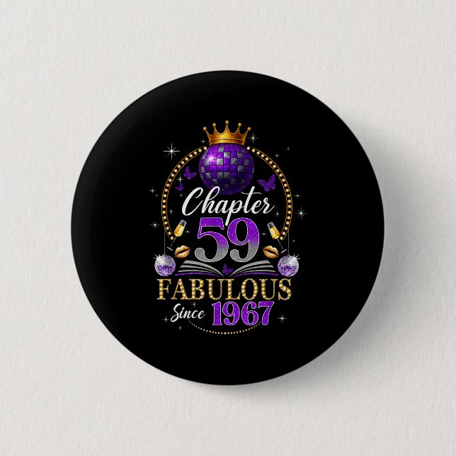 Badge Rond 5 Cm Chapter 59 Since 1967 Purple Disco Ball 59th Birth (Devant)
