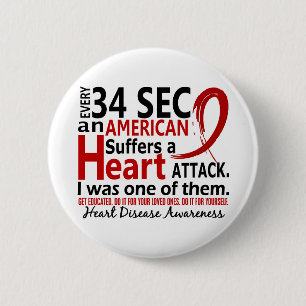 Badge Rond 5 Cm Chaque 34 seconde me maladie cardiaque/attaque
