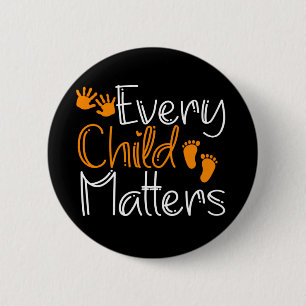 Badge Rond 5 Cm Chaque enfant compte Orange