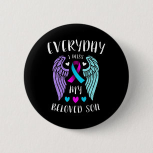 Badge Rond 5 Cm Chaque Jour, Mon Fils Bien-Aimé Me Manque - Sensib
