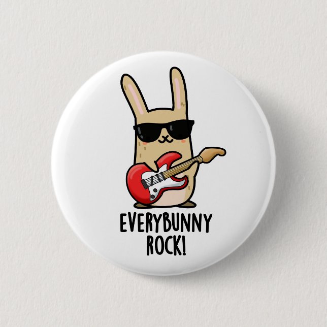 Badge Rond 5 Cm Chaque Lapin Rock Drôle Animal Rabbit Pun (Devant)