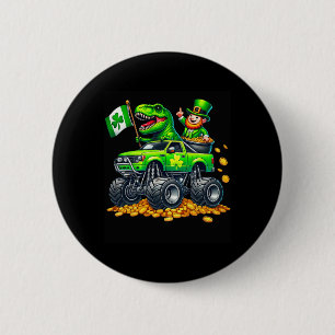 Badge Rond 5 Cm Char Leprechaun T-rex camion monstre garçons St Pa