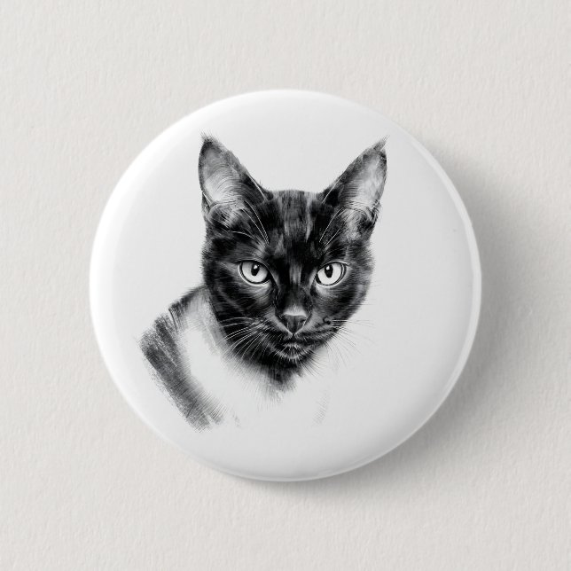 Badge Rond 5 Cm Charbon de Chat (Devant)