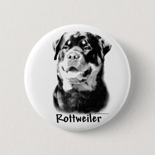 Badge Rond 5 Cm Charbon Rottweiler - Bouton