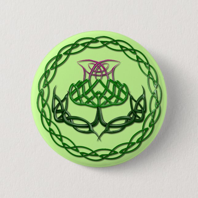 Badge Rond 5 Cm Chardon celtique coloré de noeud (Devant)