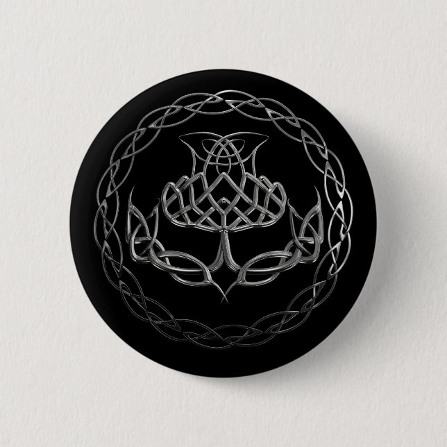 Badge Rond 5 Cm Chardon celtique de noeud de chrome (Devant)