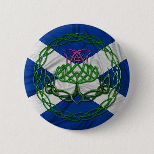 Badge Rond 5 Cm Chardon Et Drapeau De Noeud Céleste