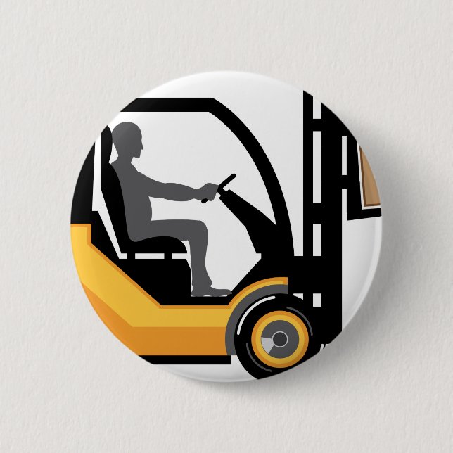 Badge Rond 5 Cm Chariot élévateur jaune (Devant)