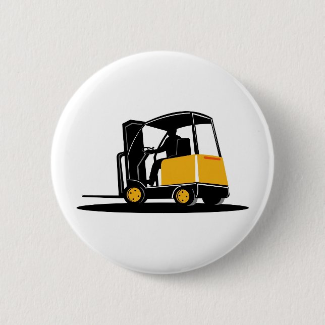 Badge Rond 5 Cm chariot élévateur rétro (Devant)