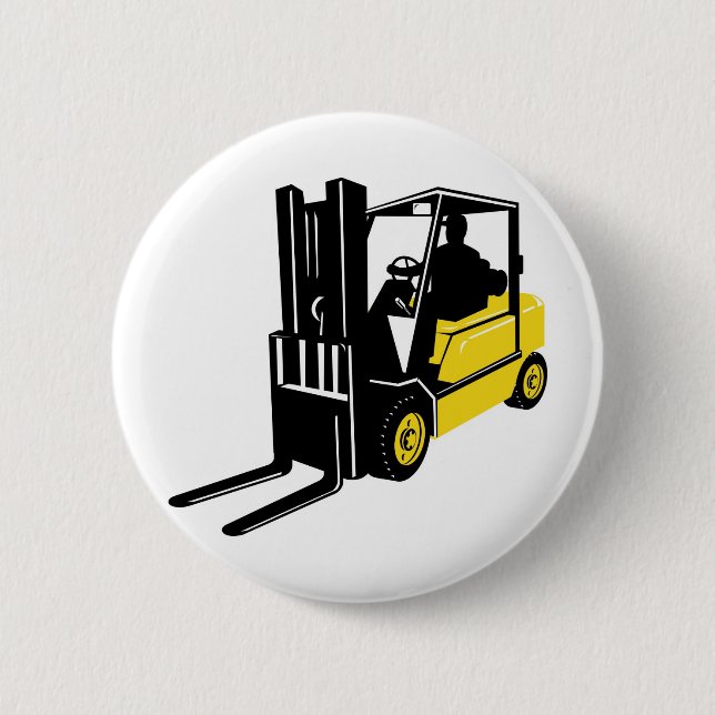 Badge Rond 5 Cm chariot élévateur rétro (Devant)