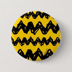Badge Rond 5 Cm Charlie Brown Zig Zag Motif