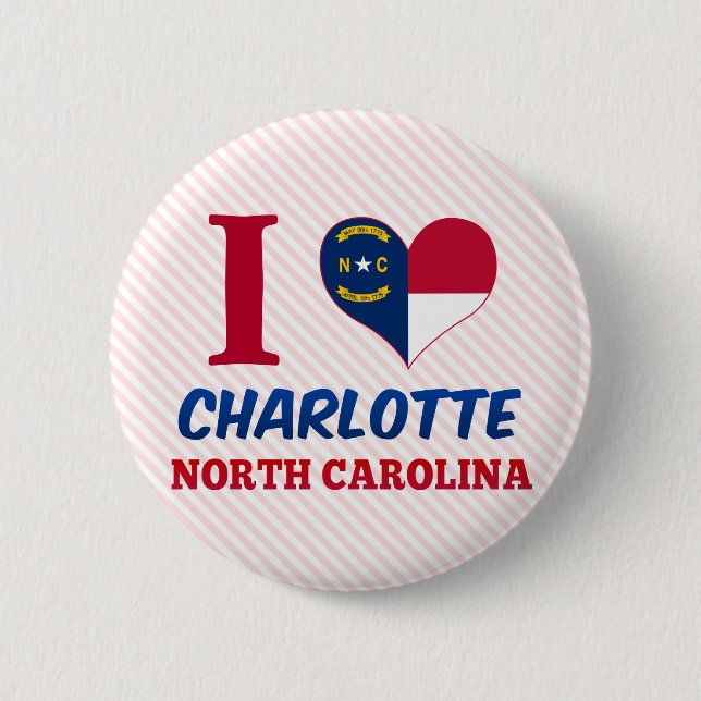 Badge Rond 5 Cm Charlotte, Caroline du Nord (Devant)