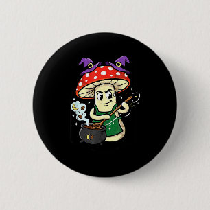 Badge Rond 5 Cm Charmant chapeau de sorcière de champignon d'Hallo