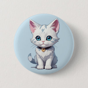 Badge Rond 5 Cm Charmante conception de chats blancs
