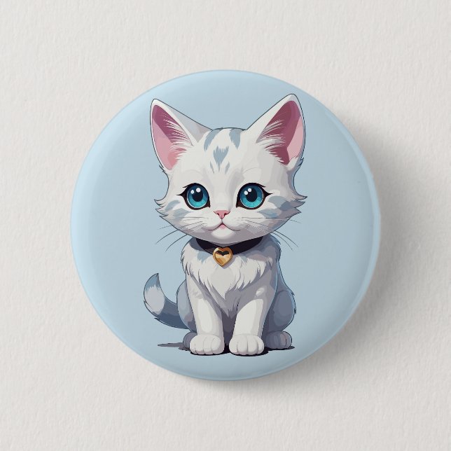 Badge Rond 5 Cm Charmante conception de chats blancs (Devant)