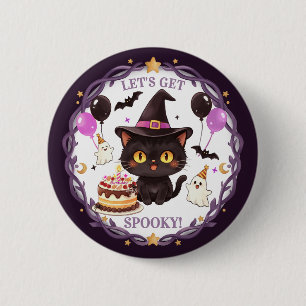 Badge Rond 5 Cm Charmante Sorcière Mignonne Chat Noir Fantaisie Fê