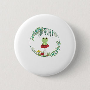 Badge Rond 5 Cm Charme Cottagecore Kawaii Grenouille Goblincore Mi