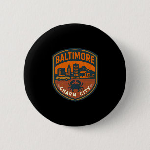 Badge Rond 5 Cm Charme de la ville rétro Maryland Ltimore Crabe Ci