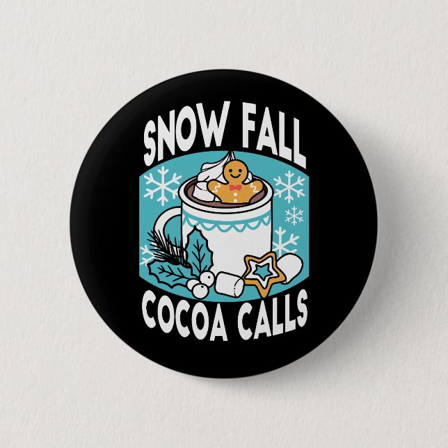 Badge Rond 5 Cm Charme d'hiver et cacao chaud - Appels de cacao d' (Devant)