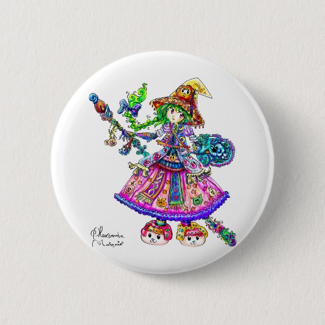 Badge Rond 5 Cm Charme magique mignon de Kawaii Halloween de (Devant)