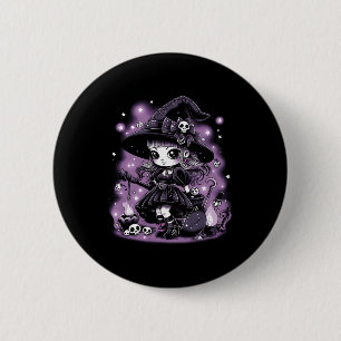 Badge Rond 5 Cm Charmes mystiques Halloween sorcière graphique