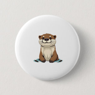 Badge Rond 5 Cm Charming Cartoon Otter