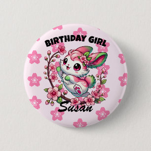 Badge Rond 5 Cm Charming Sakura Bunny