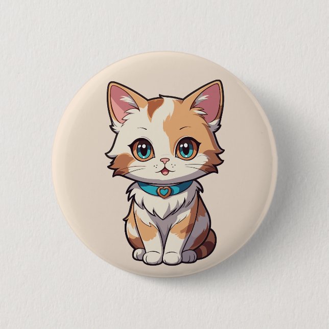 Badge Rond 5 Cm Charmingly mignon Conception de chat (Devant)