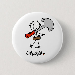 Badge Rond 5 Cm Charpentier avec marteau