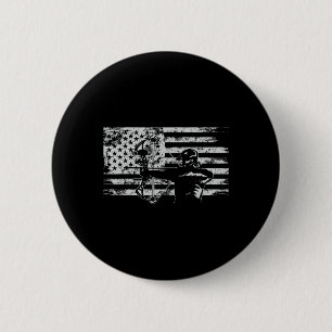 Badge Rond 5 Cm Chasse Archer Drapeau Américain Bowhunting Hunter