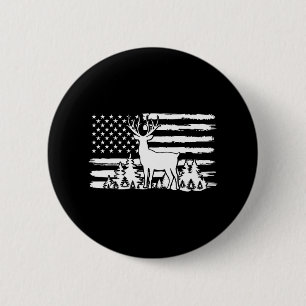Badge Rond 5 Cm Chasse aux cerfs de Buck Whitetail Vintage américa
