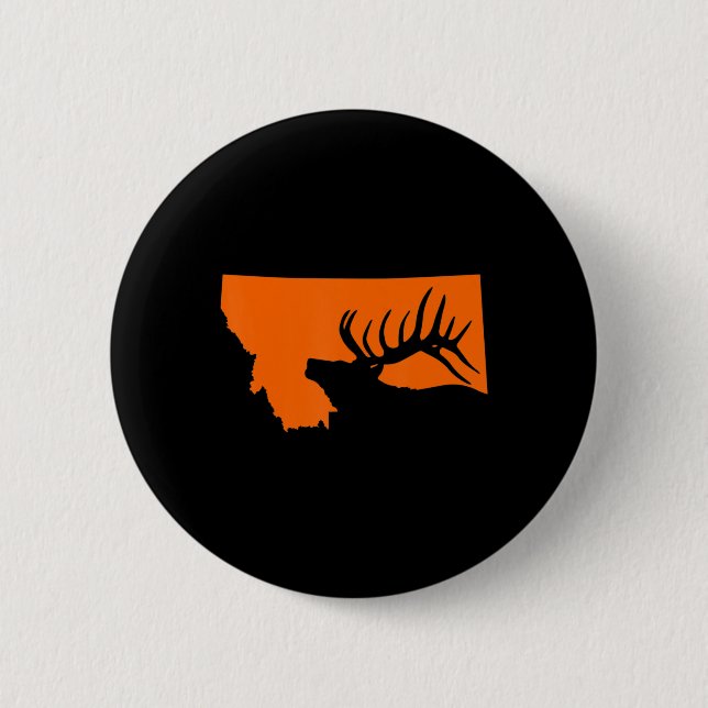 Badge Rond 5 Cm Chasse aux Elcs du Montana (Devant)