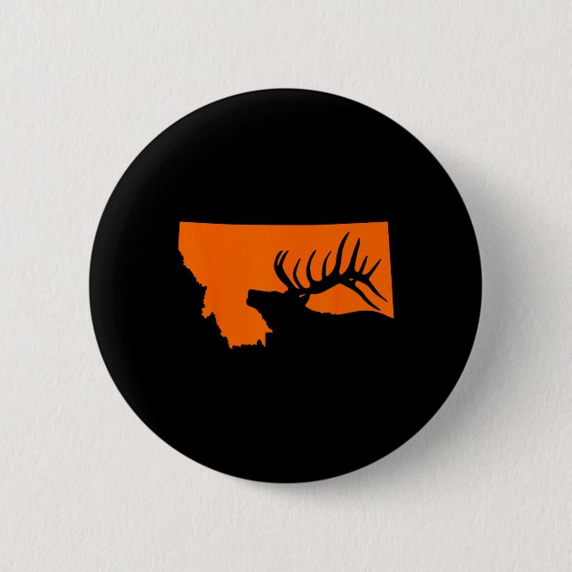 Badge Rond 5 Cm Chasse aux Elcs du Montana (Devant)
