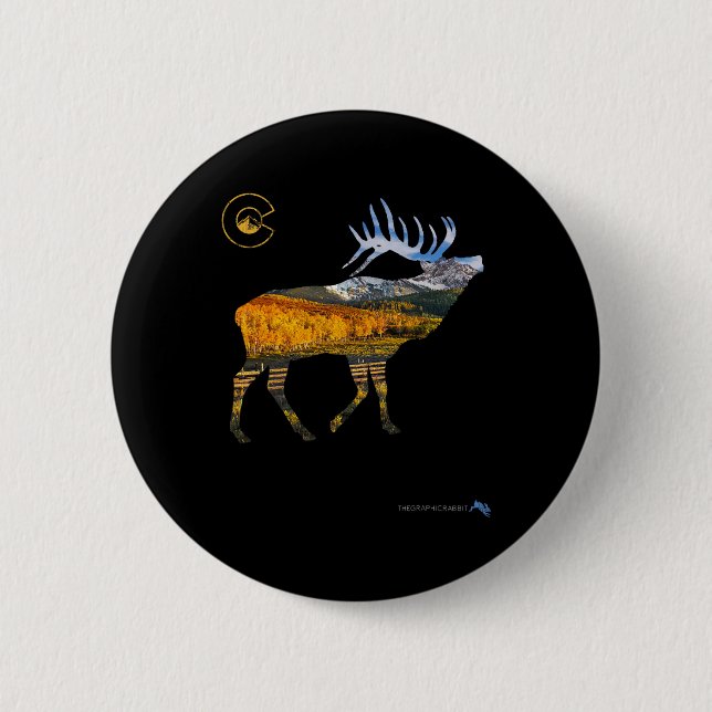 Badge Rond 5 Cm Chasse aux Elks du Colorado (Devant)