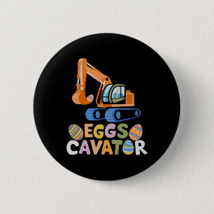 Badge Rond 5 Cm Chasse aux œufs de Pâques drôle avec camions et co