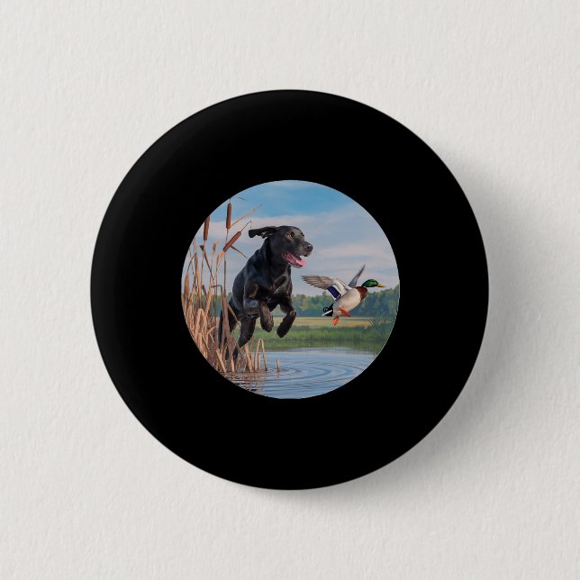 Badge Rond 5 Cm Chasse Black Labrador Lab Chasse aux canards. Oise (Devant)