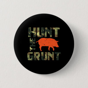 Badge Rond 5 Cm Chasse Camo La Grunt Hog Chasse Vintage Sauvage Bo