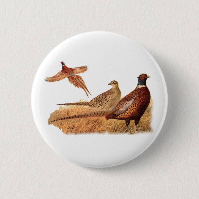 Badge Rond 5 Cm Chasse évasive d'oiseau de faisan (Devant)