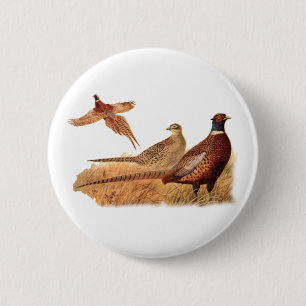 Badge Rond 5 Cm Chasse évasive d'oiseau de faisan