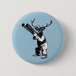 Badge Rond 5 Cm chasse vintage de cerfs communs