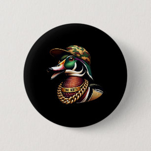 Badge Rond 5 Cm Chasseur de canard drôle Chemise Fowl Bouche Chass