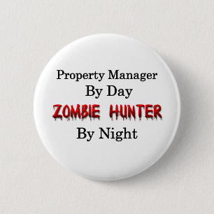 Badge Rond 5 Cm Chasseur de gestionnaire immobilier/zombi