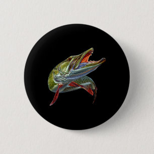 Badge Rond 5 Cm Chasseur de maskinongé Pêcheur de maskinongé Leurr
