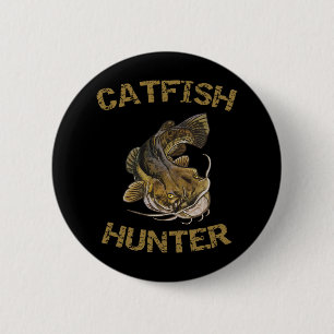 Badge Rond 5 Cm Chasseur de poisson-chat Chat pour pêcheur de pois