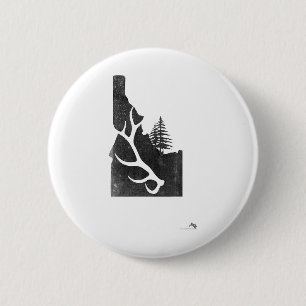 Badge Rond 5 Cm Chasseur d'élan de l'Idaho avec bois perdu
