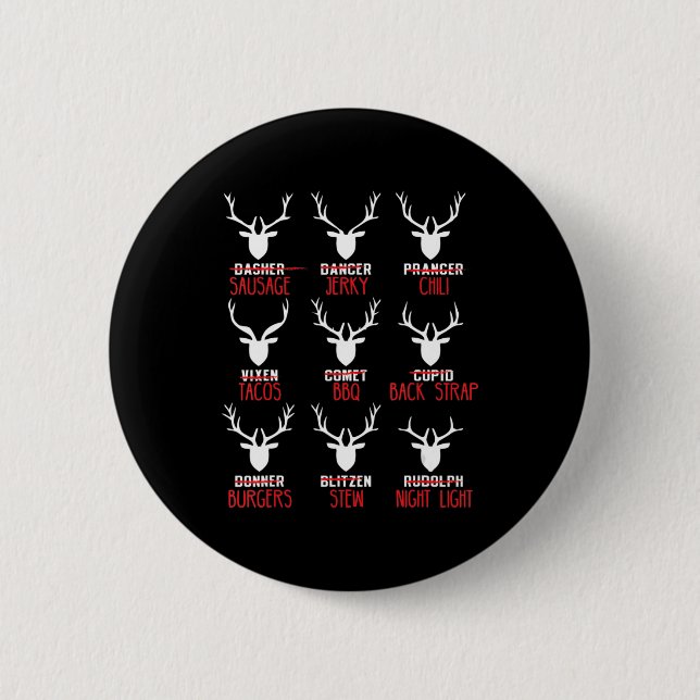Badge Rond 5 Cm Chasseurs de cerfs de Noël amusants Tous les renne (Devant)